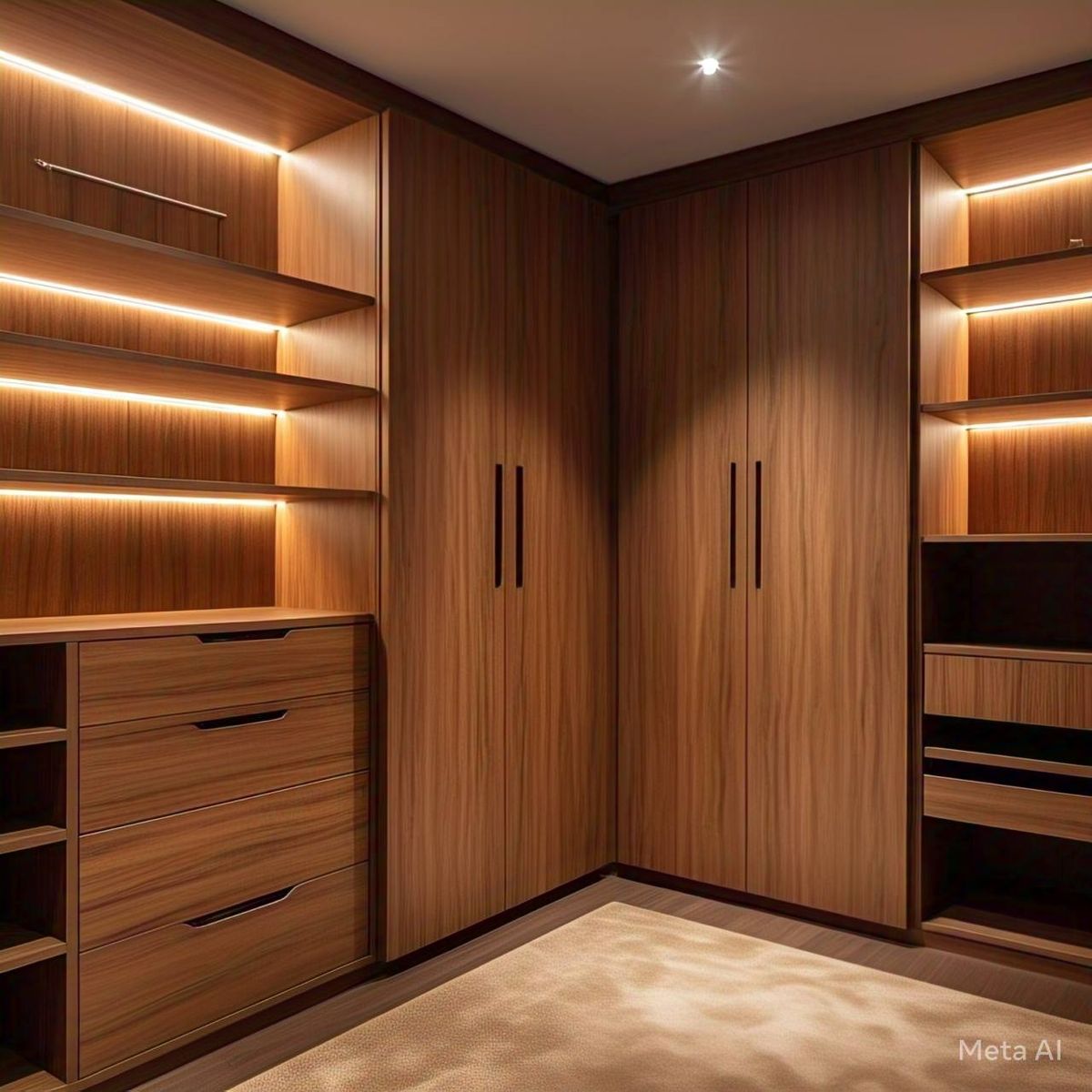 Custom sliding-door wooden wardrobe with internal storage
